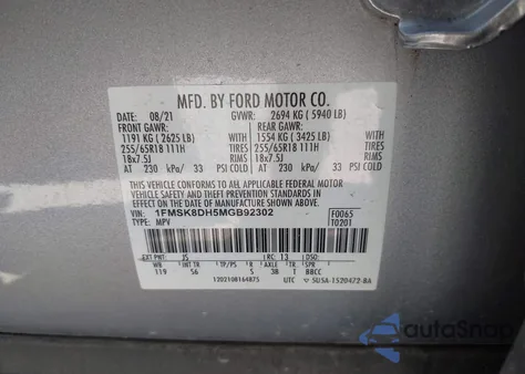 2021 Ford Explorer Xlt z USA, uszkodzony, nr VIN 1FMSK8DH5MGB29302